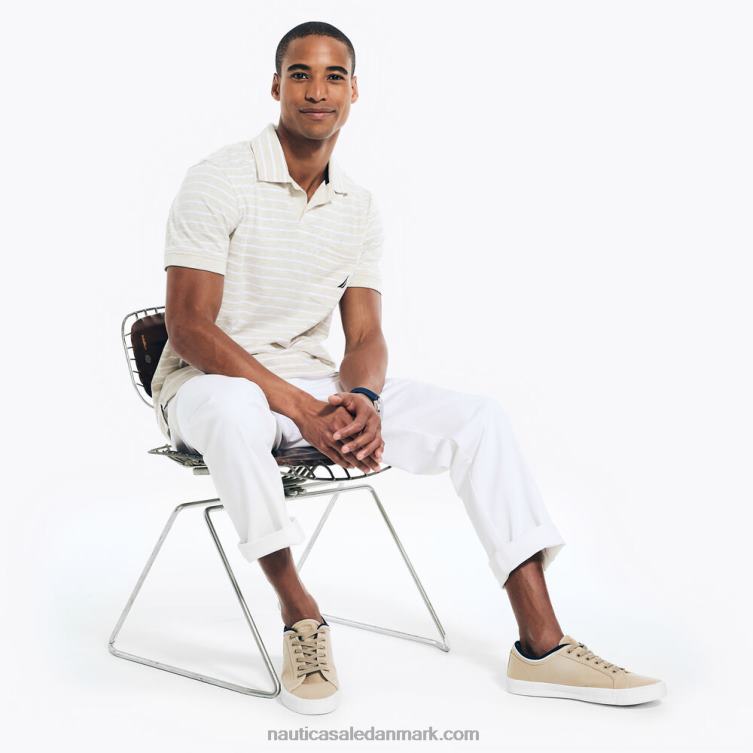 bæredygtigt udformet stribet johnny krave polo havregryn lyng Nautica PZ4T574 Mænd