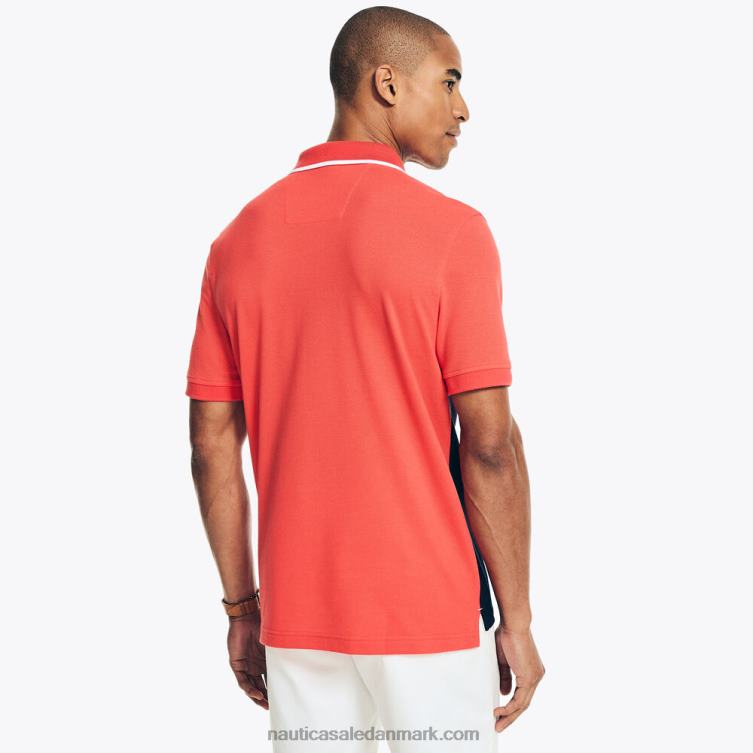 klassisk pasform bryststribet polo mørk koralkappe Nautica PZ4T86 Mænd
