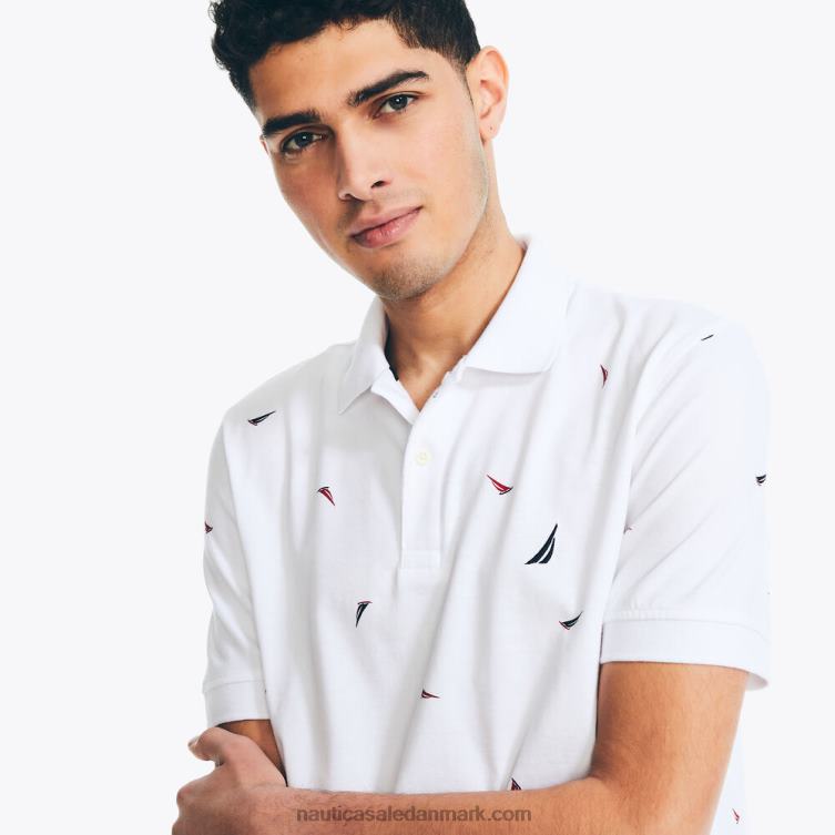 klassisk pasform printet polo lyse hvid Nautica PZ4T72 Mænd