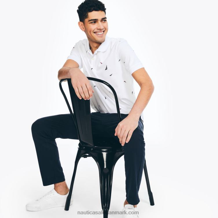 klassisk pasform printet polo lyse hvid Nautica PZ4T72 Mænd