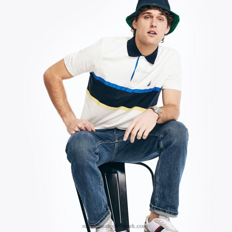 klassisk pasform rugby-bryststribet polo sejl hvidt Nautica PZ4T181 Mænd