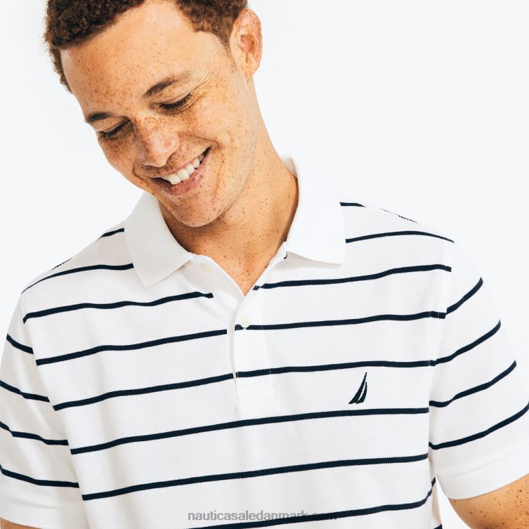 klassisk pasform stribet polo lyse hvid Nautica PZ4T694 Mænd
