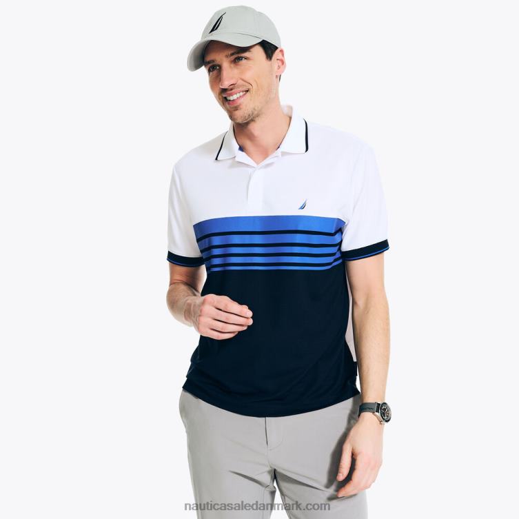 navtech bæredygtigt udformet klassisk pasform bryststribet polo lyse hvid Nautica PZ4T91 Mænd