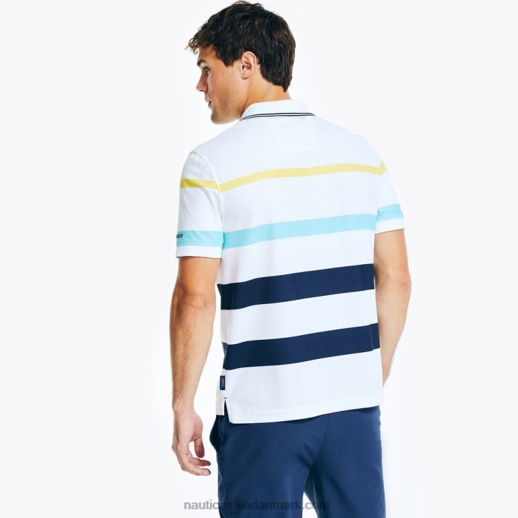 navtech bæredygtigt udformet klassisk pasform stribet polo lyse hvid Nautica PZ4T401 Mænd