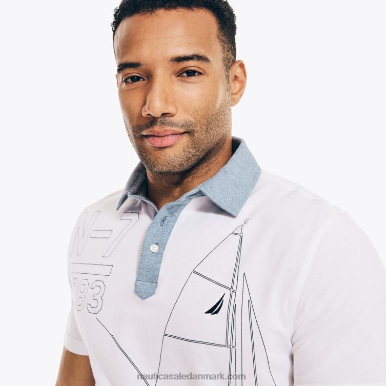 stor og høj polo med klassisk pasform med ankerprint lyse hvid Nautica PZ4T580 Mænd