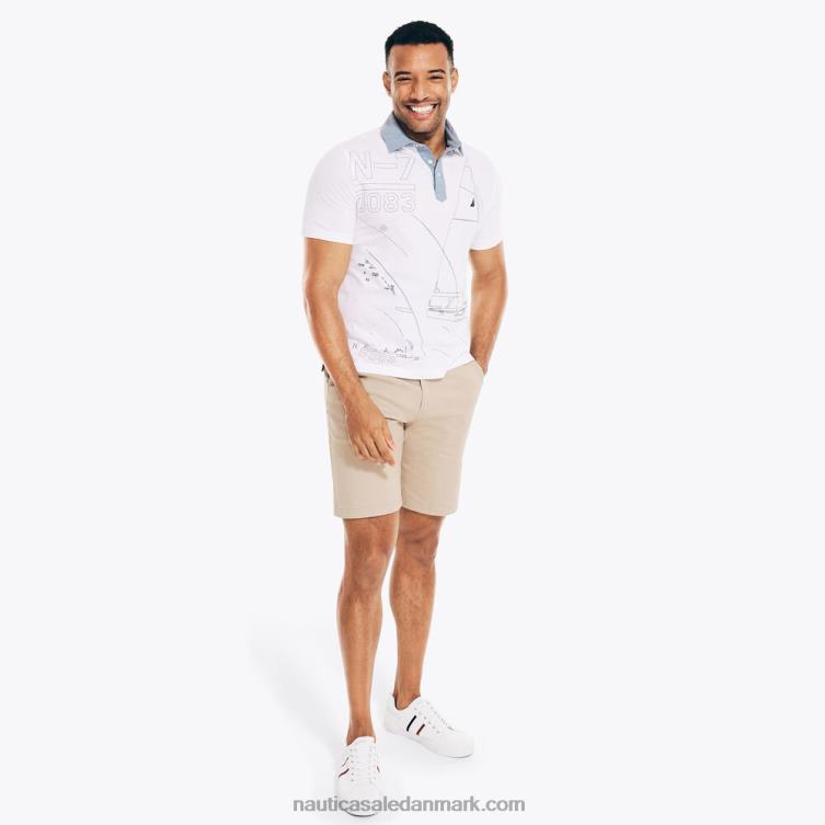 stor og høj polo med klassisk pasform med ankerprint lyse hvid Nautica PZ4T580 Mænd