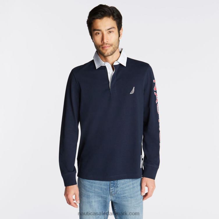 stor og høj rugby poloshirt med logo flåde Nautica PZ4T696 Mænd