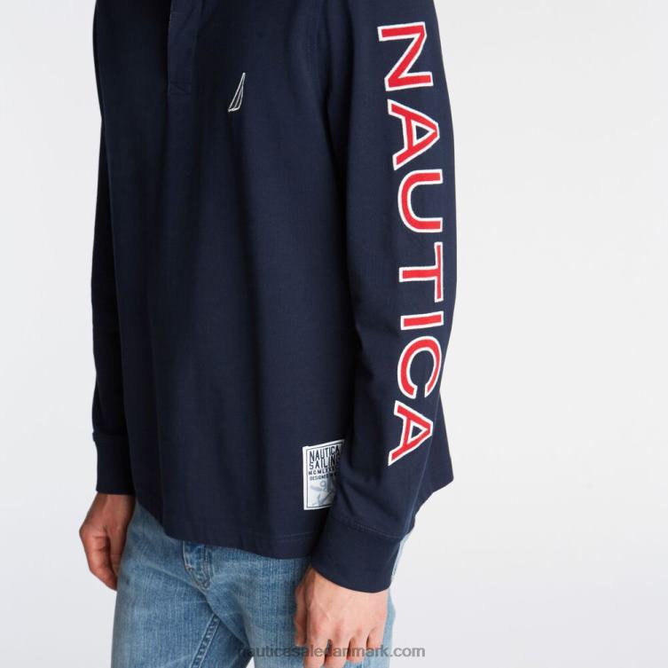 stor og høj rugby poloshirt med logo flåde Nautica PZ4T696 Mænd