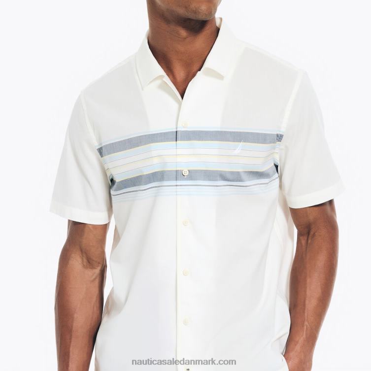 Bæredygtigt udformet kortærmet lejrskjorte med bryststriber sejl hvidt Nautica PZ4T496 Mænd