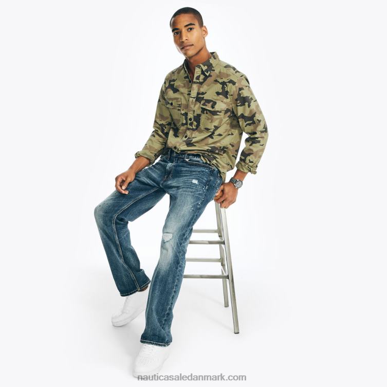 bæredygtigt udformet camouflage flannel skjorte blågrøn bølge Nautica PZ4T546 Mænd