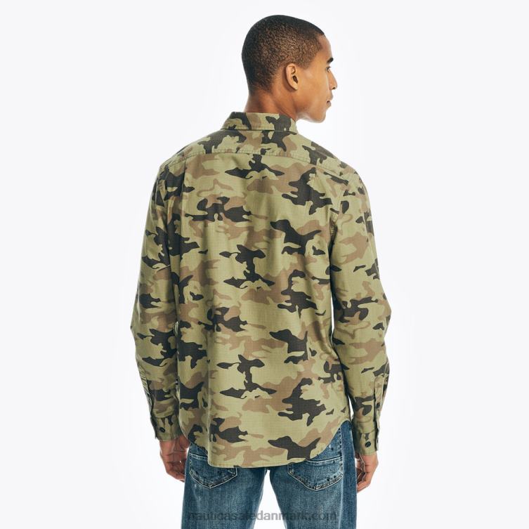 bæredygtigt udformet camouflage flannel skjorte blågrøn bølge Nautica PZ4T546 Mænd