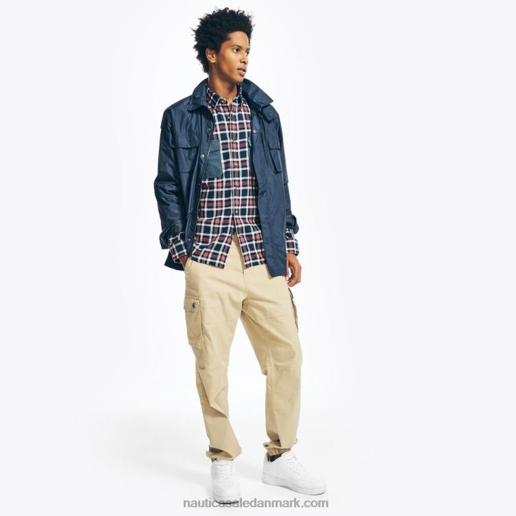 bæredygtigt udformet flannel plaid skjorte flåde Nautica PZ4T328 Mænd