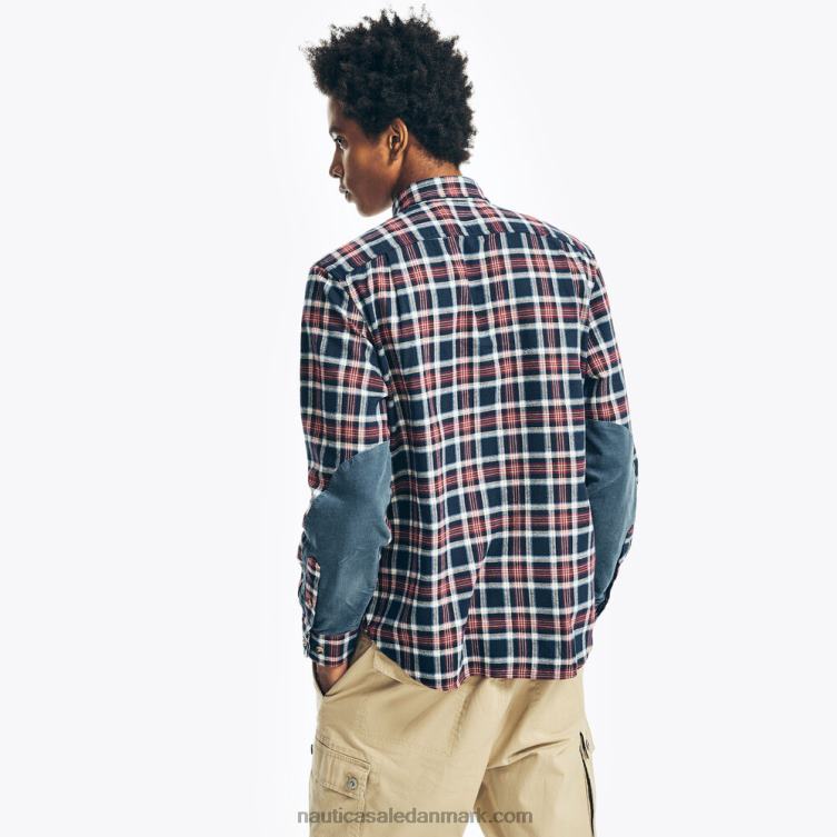 bæredygtigt udformet flannel plaid skjorte flåde Nautica PZ4T328 Mænd