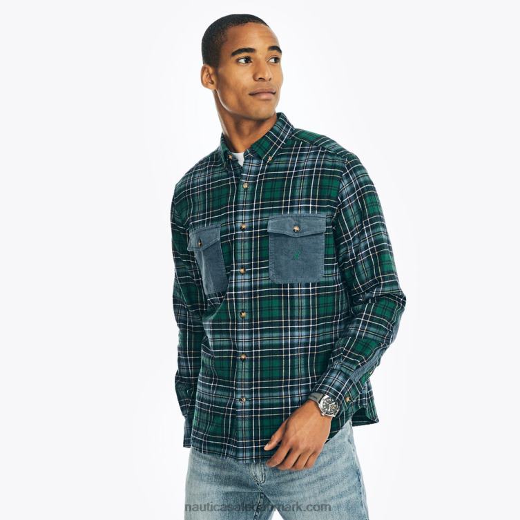 bæredygtigt udformet flannel plaid skjorte kosmisk bregne Nautica PZ4T474 Mænd
