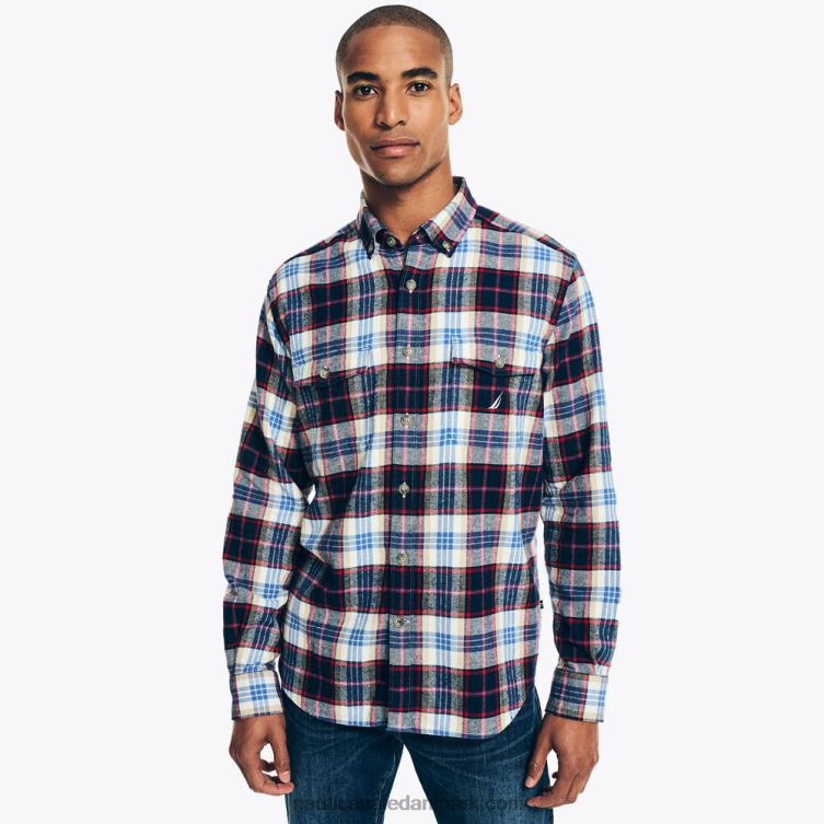 bæredygtigt udformet flannel plaid skjorte skumfidus Nautica PZ4T548 Mænd