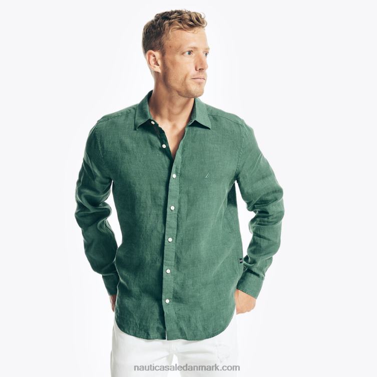bæredygtigt udformet hørskjorte grøn ved søen Nautica PZ4T706 Mænd
