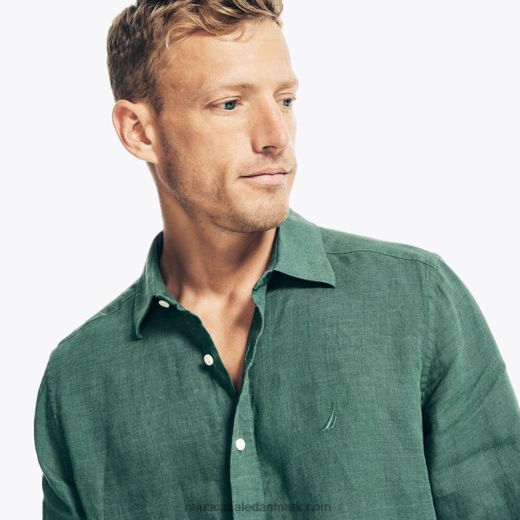bæredygtigt udformet hørskjorte grøn ved søen Nautica PZ4T706 Mænd