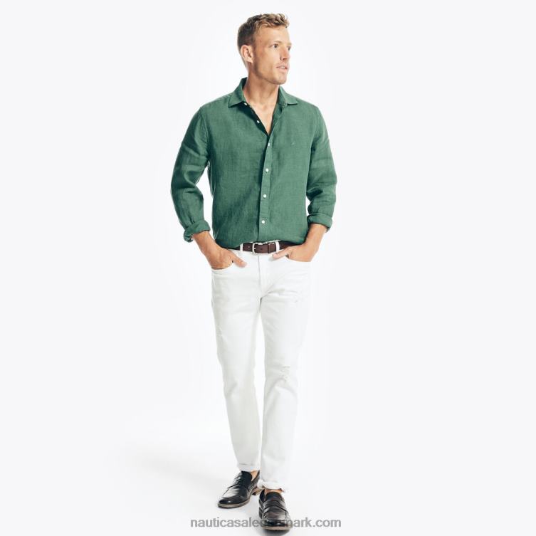 bæredygtigt udformet hørskjorte grøn ved søen Nautica PZ4T706 Mænd