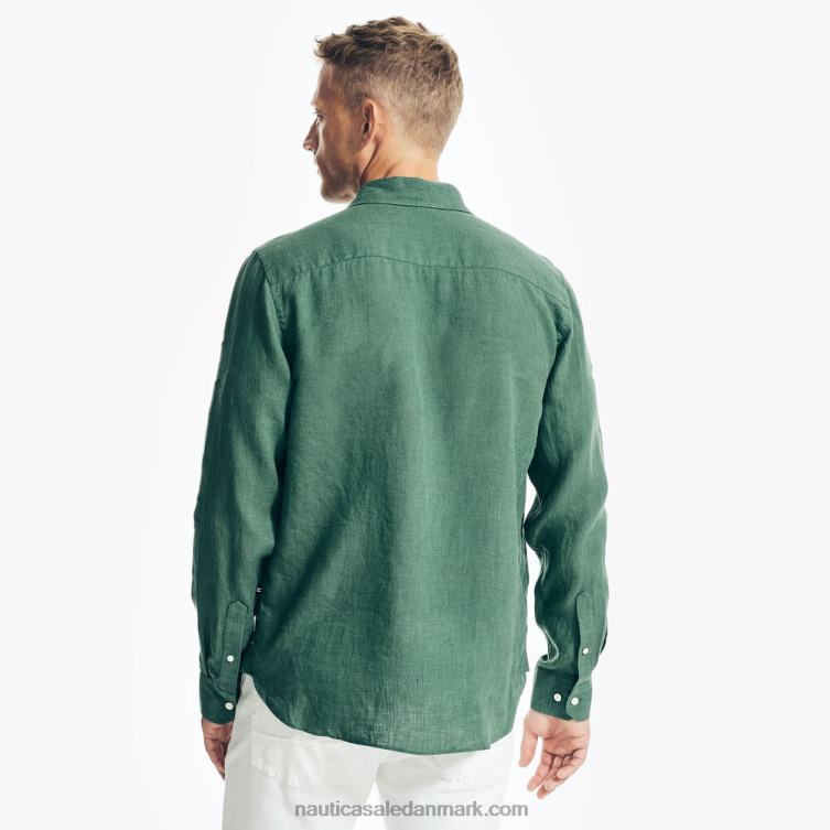 bæredygtigt udformet hørskjorte grøn ved søen Nautica PZ4T706 Mænd