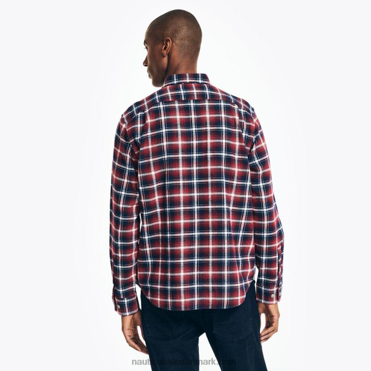 bæredygtigt udformet plaid flannel skjorte melonbær Nautica PZ4T515 Mænd