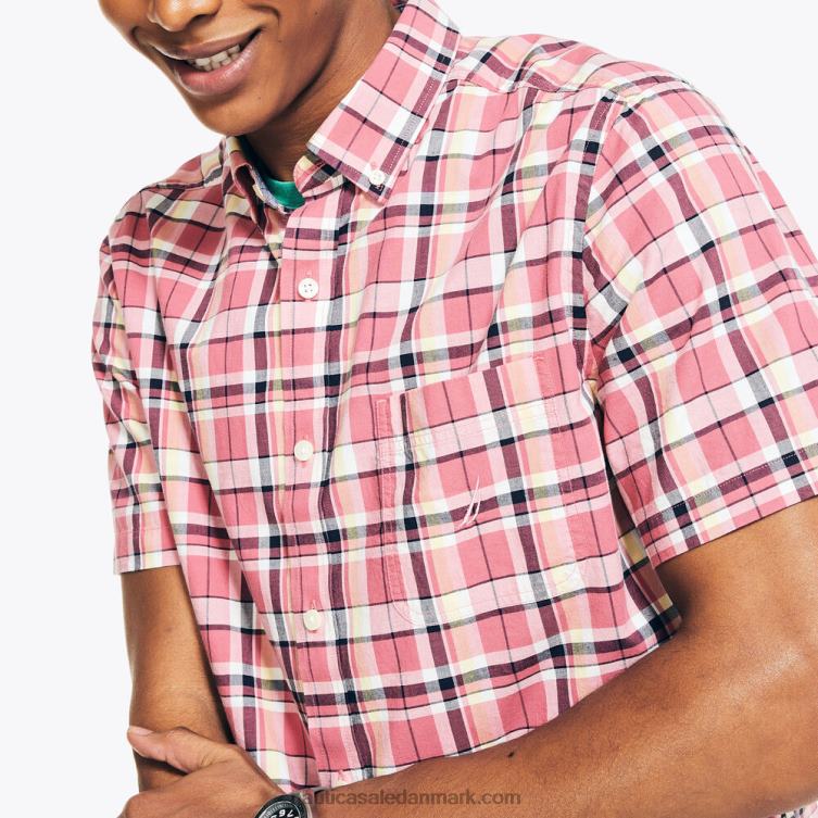 bæredygtigt udformet plaid kortærmet skjorte kyst rose Nautica PZ4T390 Mænd