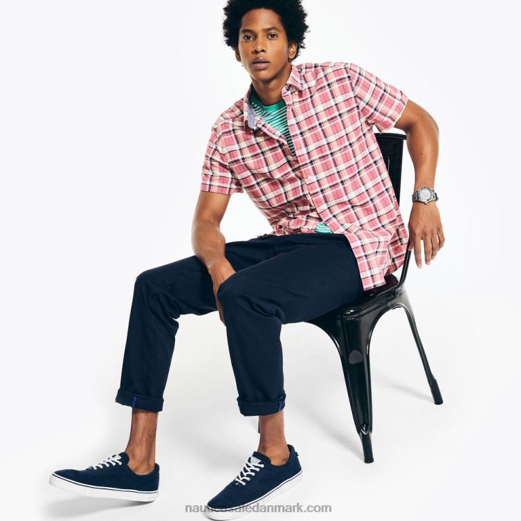 bæredygtigt udformet plaid kortærmet skjorte kyst rose Nautica PZ4T390 Mænd