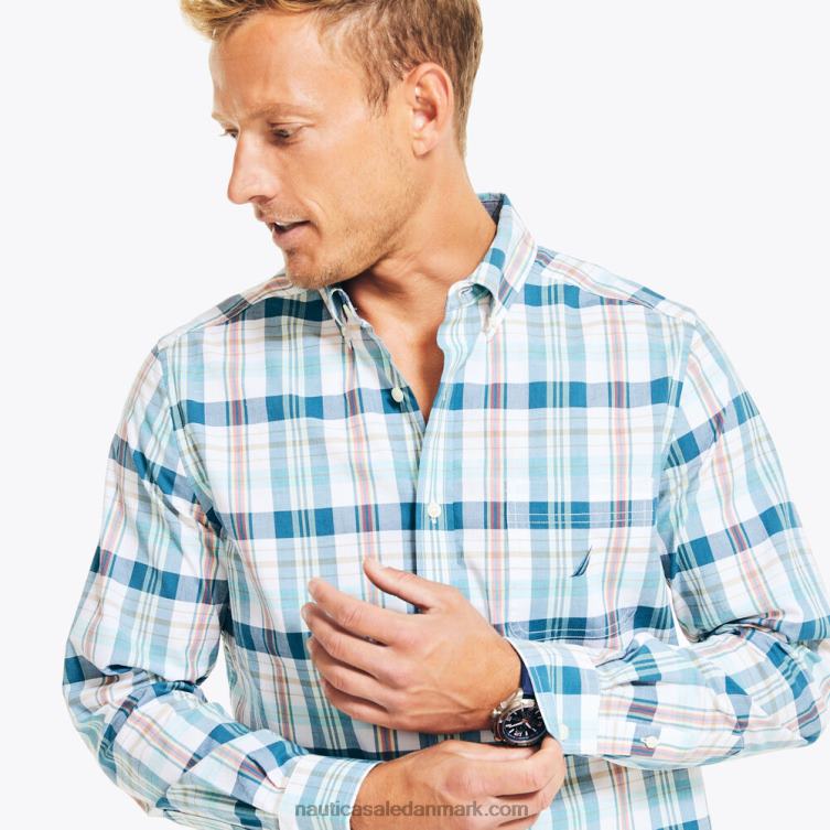 bæredygtigt udformet plaid skjorte lyse hvid Nautica PZ4T404 Mænd