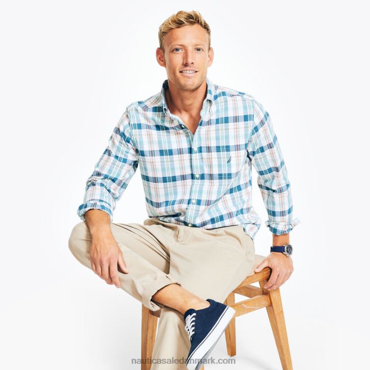 bæredygtigt udformet plaid skjorte lyse hvid Nautica PZ4T404 Mænd
