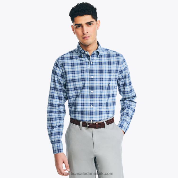 bæredygtigt udformet plaid skjorte middag blå Nautica PZ4T351 Mænd