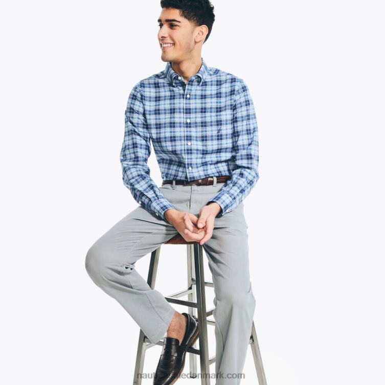 bæredygtigt udformet plaid skjorte middag blå Nautica PZ4T351 Mænd
