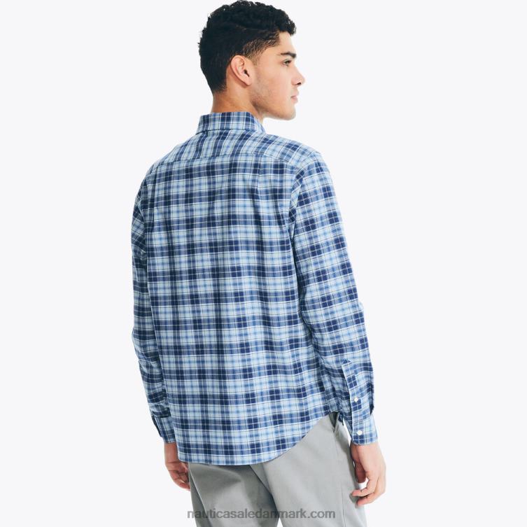 bæredygtigt udformet plaid skjorte middag blå Nautica PZ4T351 Mænd