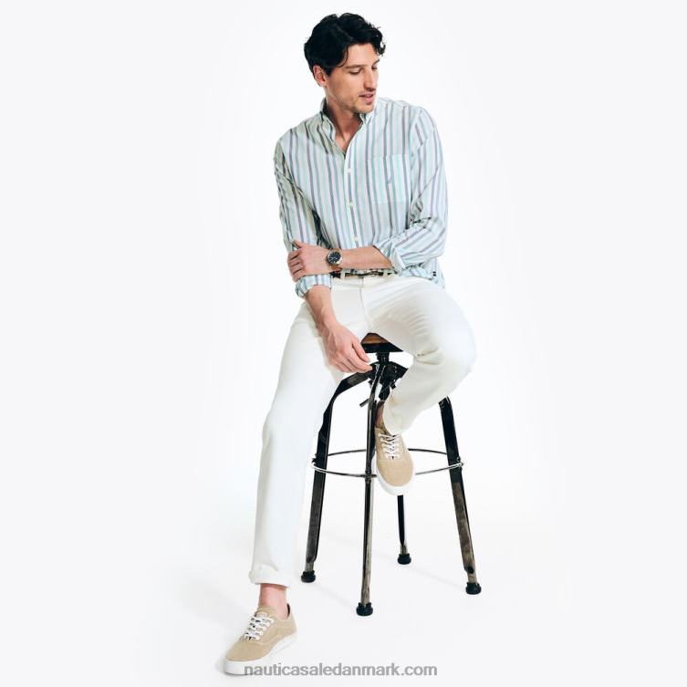 bæredygtigt udformet stribet skjorte lyse hvid Nautica PZ4T407 Mænd