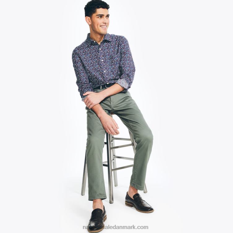 bæredygtigt udformet trykt skjorte ejendom blå Nautica PZ4T514 Mænd