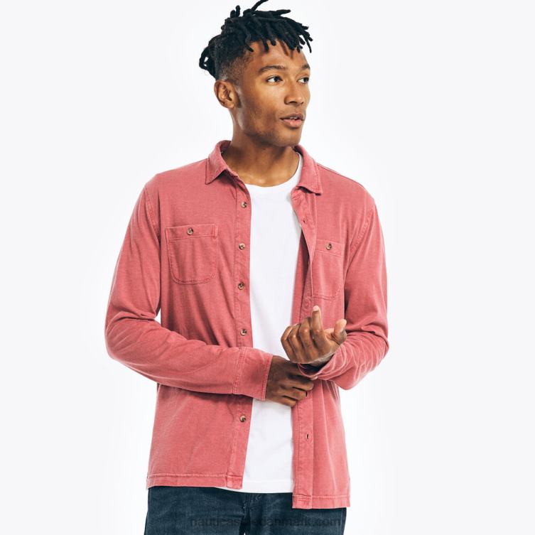 klassisk pasform bomuldsstrikket skjorte indisk sommer Nautica PZ4T377 Mænd