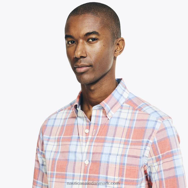 lynget plaid kortærmet oxford skjorte sømand rød Nautica PZ4T541 Mænd