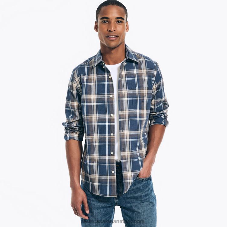 lynget plaid skjorte ejendom blå Nautica PZ4T291 Mænd