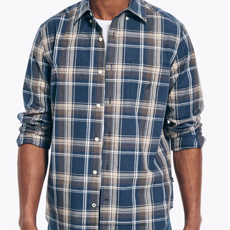 lynget plaid skjorte ejendom blå Nautica PZ4T291 Mænd