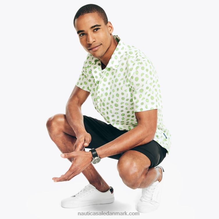 navtech kortærmet skjorte med klassisk pasform med tryk lyse hvid Nautica PZ4T330 Mænd