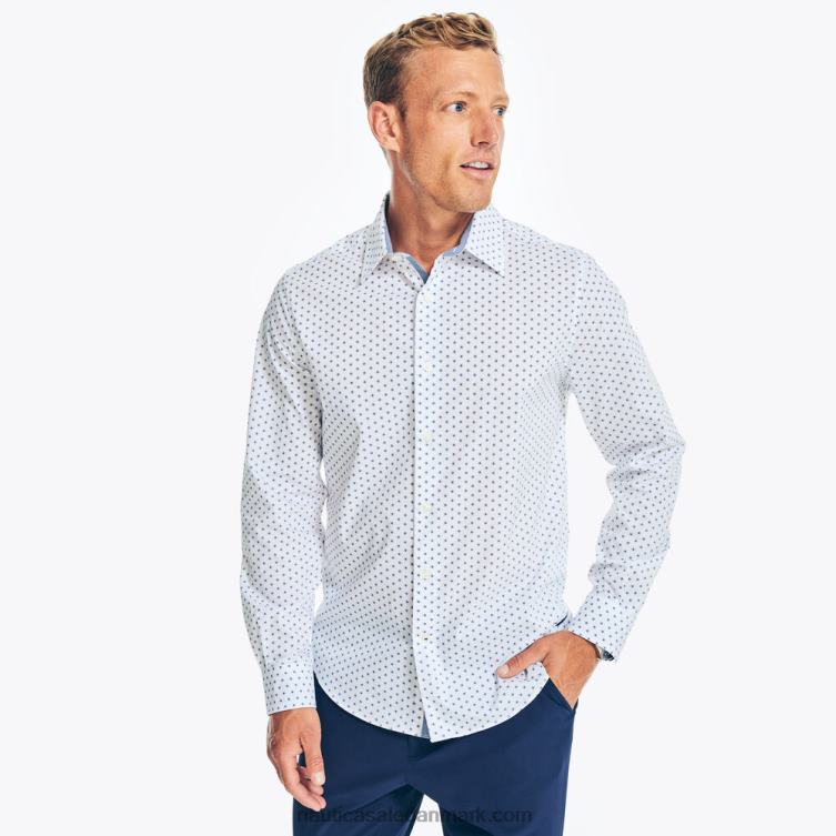 navtech skjorte med trim fit print lyse hvid Nautica PZ4T196 Mænd