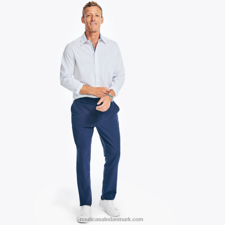 navtech skjorte med trim fit print lyse hvid Nautica PZ4T196 Mænd