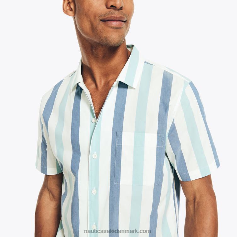 navtech stribet kortærmet skjorte i klassisk pasform sejl hvidt Nautica PZ4T195 Mænd