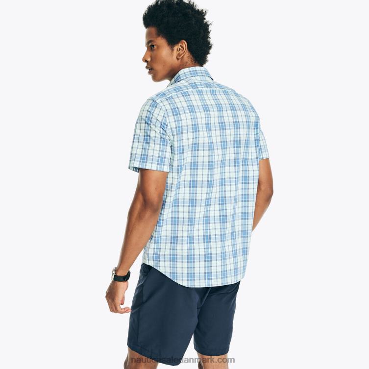 navtech trim fit plaid kortærmet skjorte havdybde lyng Nautica PZ4T227 Mænd
