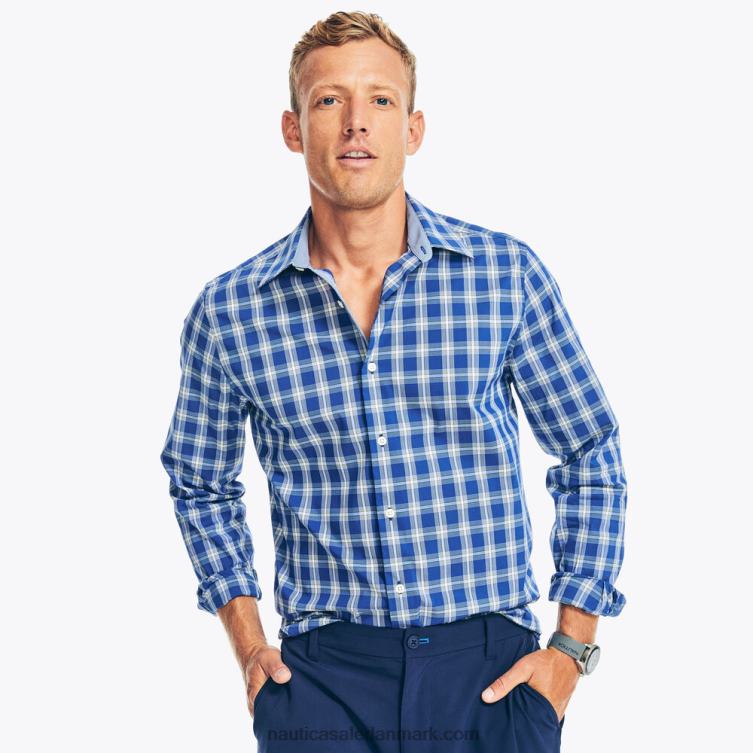 navtech trim fit plaid skjorte ejendom blå Nautica PZ4T475 Mænd
