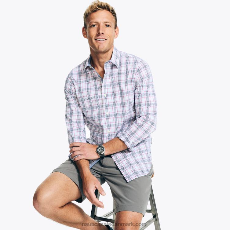 navtech trim fit plaid skjorte lyse hvid Nautica PZ4T212 Mænd