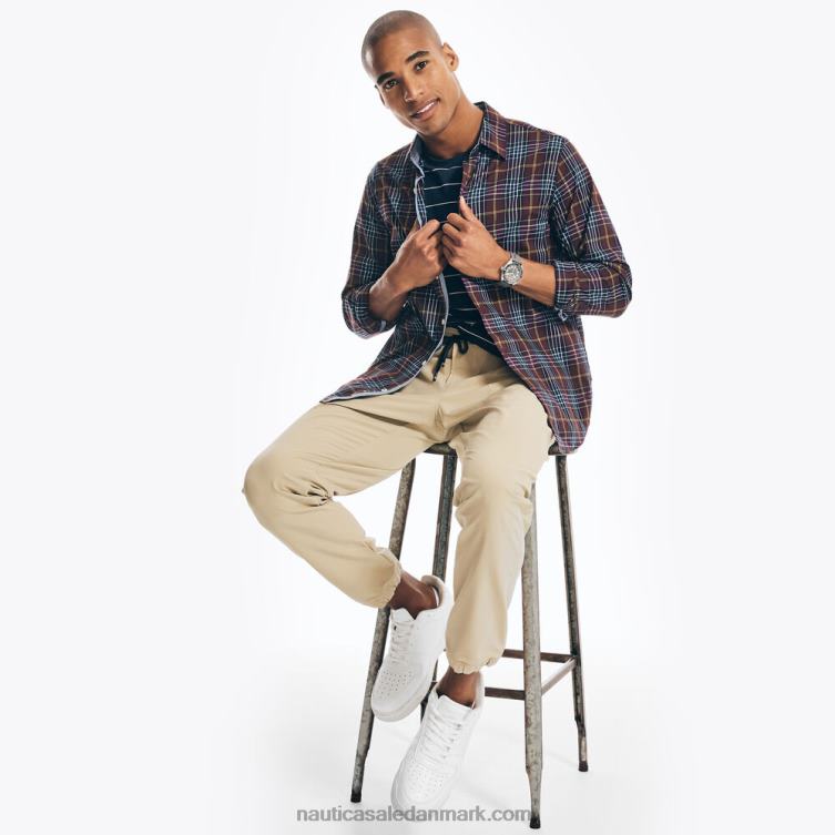 navtech trim fit plaid skjorte rio rød Nautica PZ4T602 Mænd