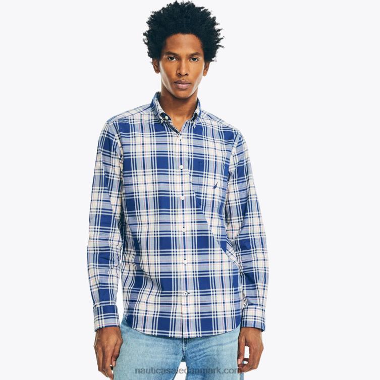 plaid poplin skjorte ejendom blå Nautica PZ4T471 Mænd