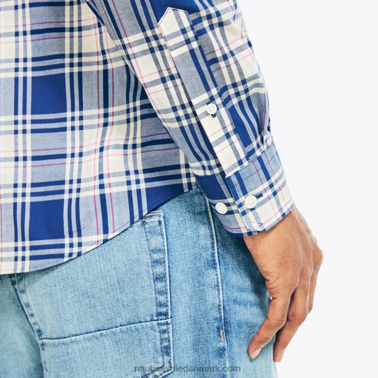 plaid poplin skjorte ejendom blå Nautica PZ4T471 Mænd
