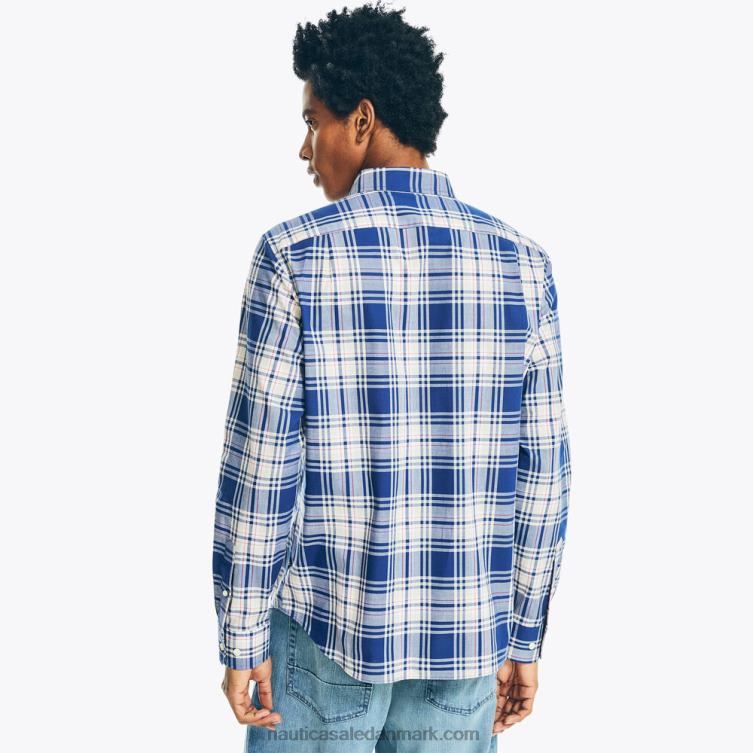 plaid poplin skjorte ejendom blå Nautica PZ4T471 Mænd