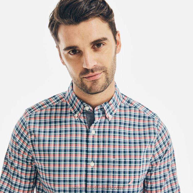 plaid skjorte i klassisk pasform krydret koral Nautica PZ4T669 Mænd