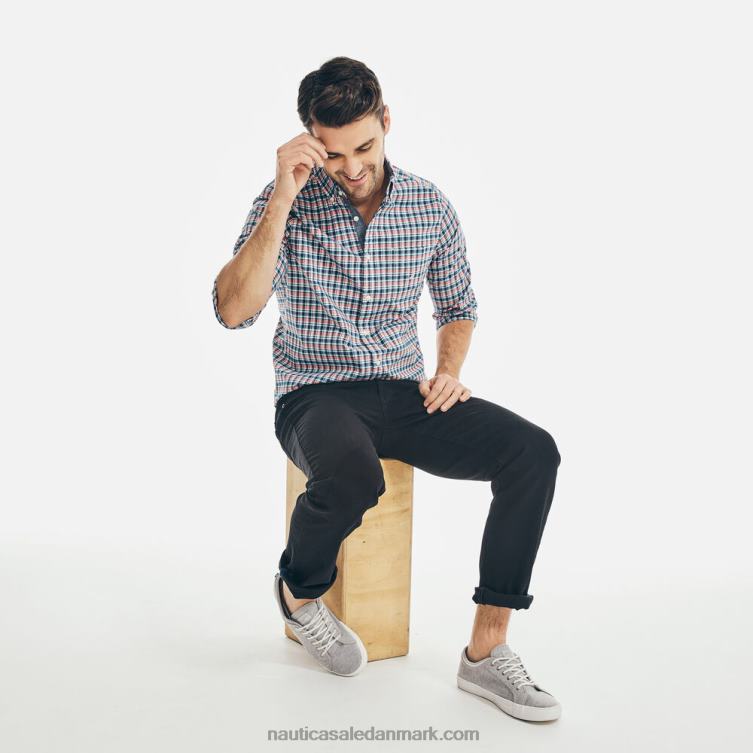 plaid skjorte i klassisk pasform krydret koral Nautica PZ4T669 Mænd